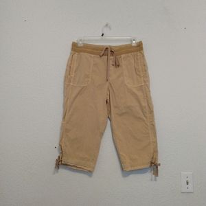 Style Co Sport Tan Cargo Capris Drawstring sz 14